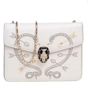 Bvlgari Off White Leather Pop Heart Serpenti Forever Shoulder Bag