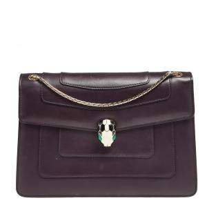 Bvlgari Plum Leather Medium Serpenti Forever Shoulder Bag