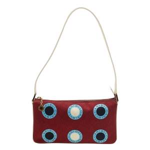Bvlgari Multicolor Logo Print Fabric And Leather Baguette Shoulder Bag