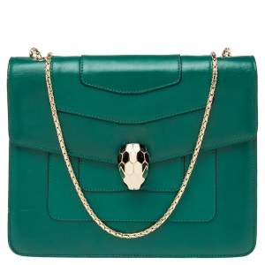 Bvlgari Green Leather Small Serpenti Forever Shoulder Bag