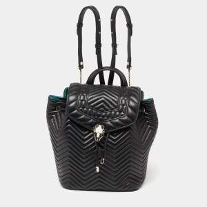 Bvlgari Black Quilted Leather Serpenti Forever Backpack
