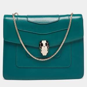 Bvlgari Green Leather Small Serpenti Forever Shoulder Bag
