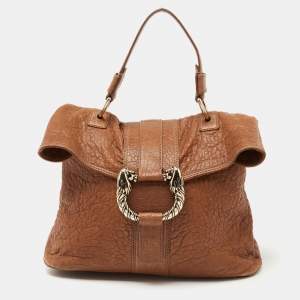 Bvlgari Brown Textured Leather Leoni Shoulder Bag