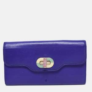 Bvlgari Blue Leather Isabella Rossellini Continental Wallet