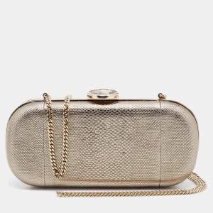 Bvlgari Metallic Gold Karung Chain Clutch