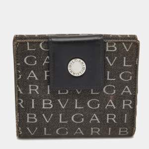 Bvlgari Black Logo Mania Denim Compact Flap Wallet