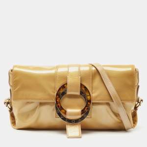 Bvlgari Beige Patent Leather Chandra Shoulder Bag