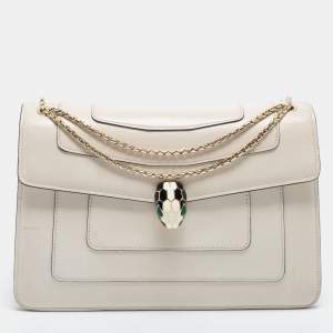 Bvlgari Off White Leather Medium Serpenti Forever Shoulder Bag