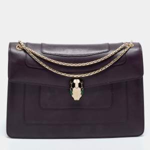 Bvlgari Purple Leather Medium Serpenti Forever Flap Shoulder Bag
