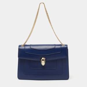 Bvlgari Blue Leather Medium Serpenti Forever Shoulder Bag