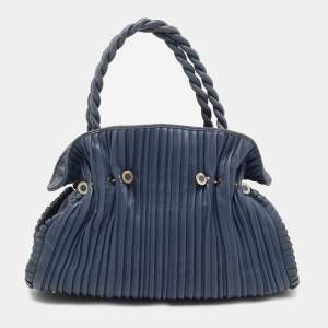 Bvlgari Navy Blue Leather Twistino Tina Satchel 