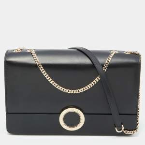 Bvlgari Black Leather and Perspex Medium Flap Crossbody Bag