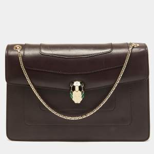 Bvlgari Plum Leather Medium Serpenti Forever Flap Shoulder Bag