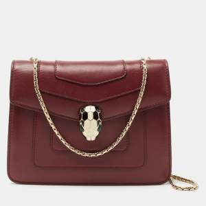 Bvlgari Red Leather Small Serpenti Forever Shoulder Bag