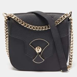Bvlgari Black Leather Divas' Dream Shoulder Bag