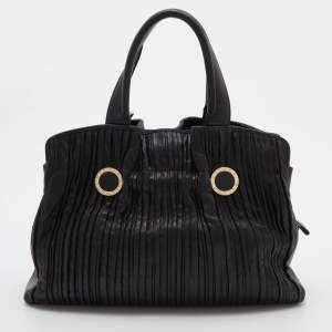 Bvlgari Black Leather Twistino Tina Satchel 