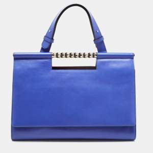 Bvlgari Blue Leather Scaglie Serpenti Tote