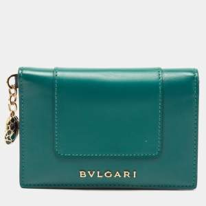 Bvlgari Green/Purple Leather Serpenti Forever Card Case