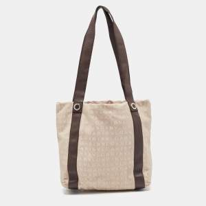 Bvlgari Beige/Brown Logo Mania Canvas and Leather Tote