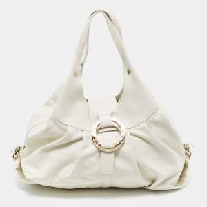 Bvlgari Off-White Leather Chandra Hobo