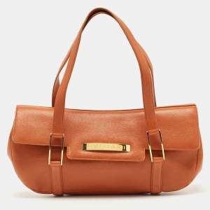 Bvlgari Tan Leather Logo Satchel