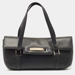 Bvlgari Black Leather Logo Shoulder Bag