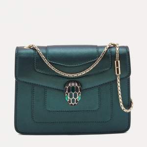 Bvlgari Green Leather Small Serpenti Forever Shoulder Bag