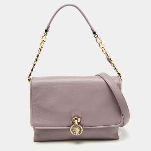 Bvlgari Purple Leather Flap Shoulder Bag