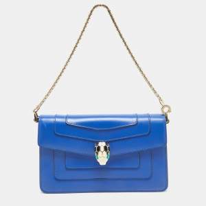 Bvlgari Blue Leather Mini Serpenti Forever Pochette