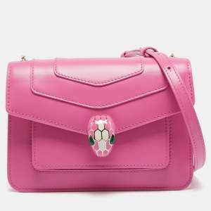Bvlgari Pink Leather Small Serpenti Forever Shoulder Bag