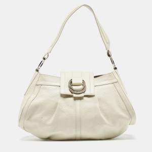 Bvlgari Off White Leather Chandra Shoulder Bag