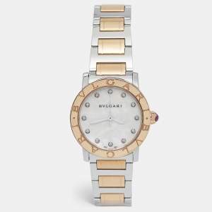  Bvlgari Mother Of Pearl Diamond 18K Rose Gold Stainless Steel Bvlgari Bvlgari 101891 Women's Wristwatch 33 mm