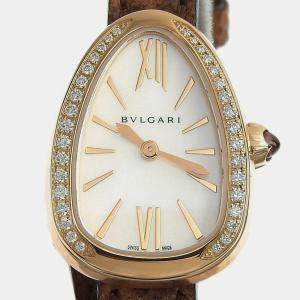 Bvlgari Mother of Pearl 18k Rose Gold Serpenti Quartz Women's Wristwatch 13 mm