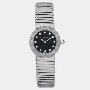 Bvlgari Black Diamond Stainless Steel Bvlgari-Bvlgari Quartz Women's Wristwatch 26 mm