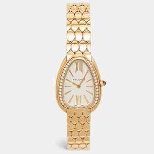 Bvlgari White Diamond 18k Yellow Gold Serpenti Seduttori 103147 Women's Wristwatch 33 mm
