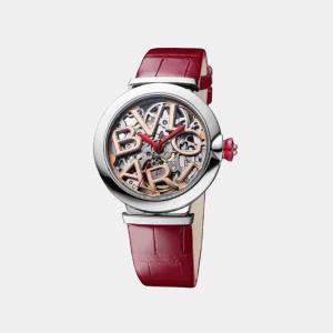 Bvlgari Silver 18k Rose Gold  Stainless Steel Lucea Skeleton 102879 Women's Wristwatch 33 mm