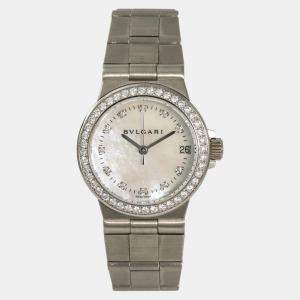 Bvlgari Diagono LCVW29G White Dial White Gold  Quartz Women's Wristwatch 29 mm