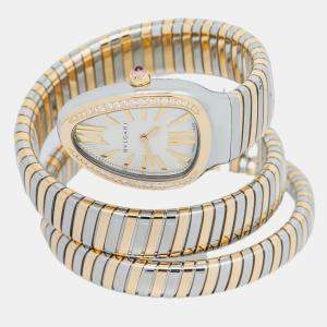 Bvlgari Serpenti Tubogas 103797 Quartz SIlver 18k Yellow Gold Diamonds Women's Wristwatch 35 mm