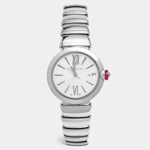 Bvlgari Silver Dial Stainless Steel Diamond Lvcea 102219 Women's Wristwatch 33 mm