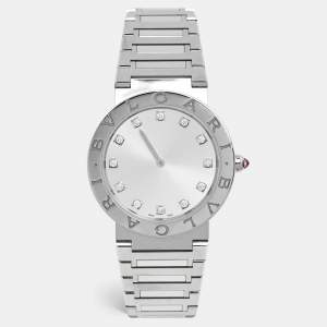 Bvlgari Silver Dial Diamond Stainless Steel Bvlgari Bvlgari 103696  Women's Wristwatch 33 mm