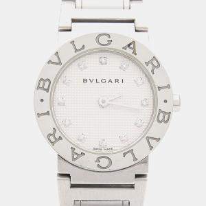 Pre Owned Bvlgari BB26SS Quartz White Stainless Steel Women's Wristwatch 26 mm