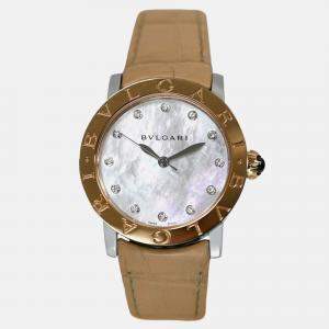 Pre Owned Bvlgari BBLP33SG Automatic Diamond MOP 18K Rose Gold Women’s Wristwatch 33 mm