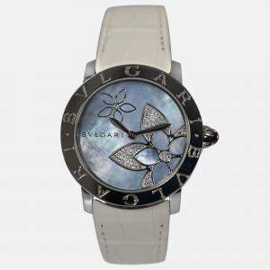 Pre Owned Bvlgari BBLP37S Automatic Diamond Blue MOP 18K Rose Gold Women’s Wristwatch 37 mm