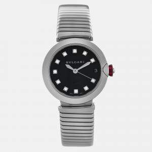 Pre Owned Bvlgari Lvcea LU33S Automatic Diamond Black Stainless Steel Women’s Wristwatch 33 mm