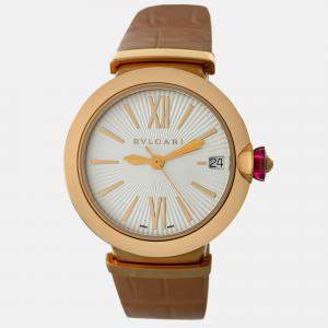 Pre Owned Bvlgari Lvcea LUP33G Automatic Silver 18K Rose Gold Women’s Wristwatch 33 mm