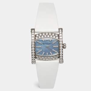 Pre Owned Bvlgari Mother of Pearl 18k White Gold Satin Assioma AAW36W Women's Wristwatch 36 mm 