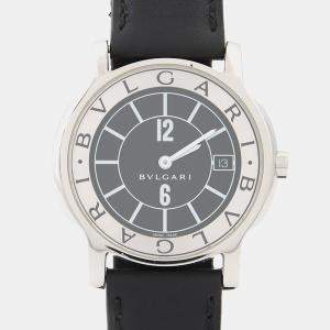 Pre Owned Bvlgari Solotempo ST35S Quartz Black Stainless Steel Women's Wristwatch 35 mm