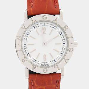 Pre Owned Bvlgari BB BB33SLD Quartz White Stainless Steel Men's Wristwatch 33mm
