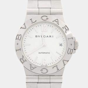 Pre Owned Bvlgari Diagono LCV35S Automatic White Stainless Steel Men's Wristwatch 35mm
