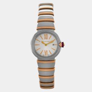 Pre Owned Bvlgari Lvcea LUP28SG Quartz White 18k Rose Gold Steel Women’s Wristwatch 28 mm